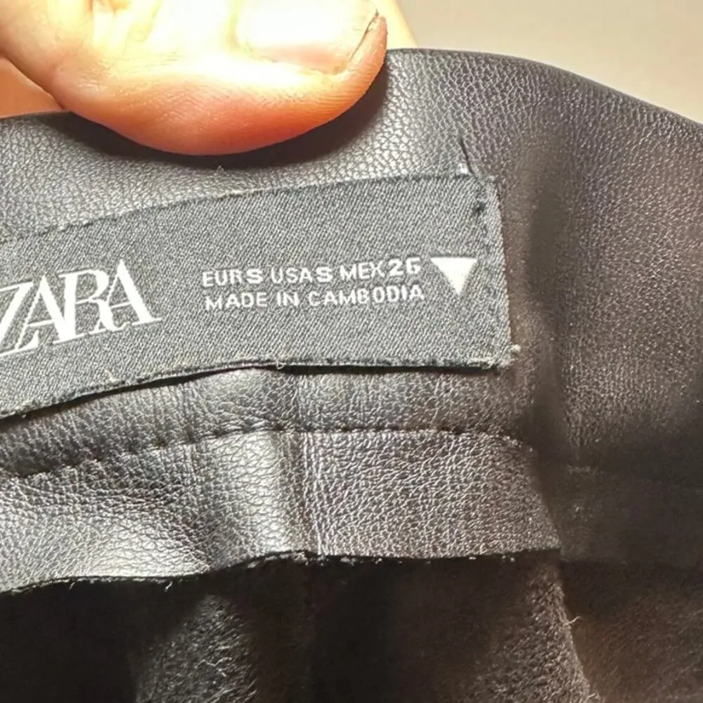 Zara High Waist Faux Leather Bootcut Pants Black Spring Style Size‎ Small